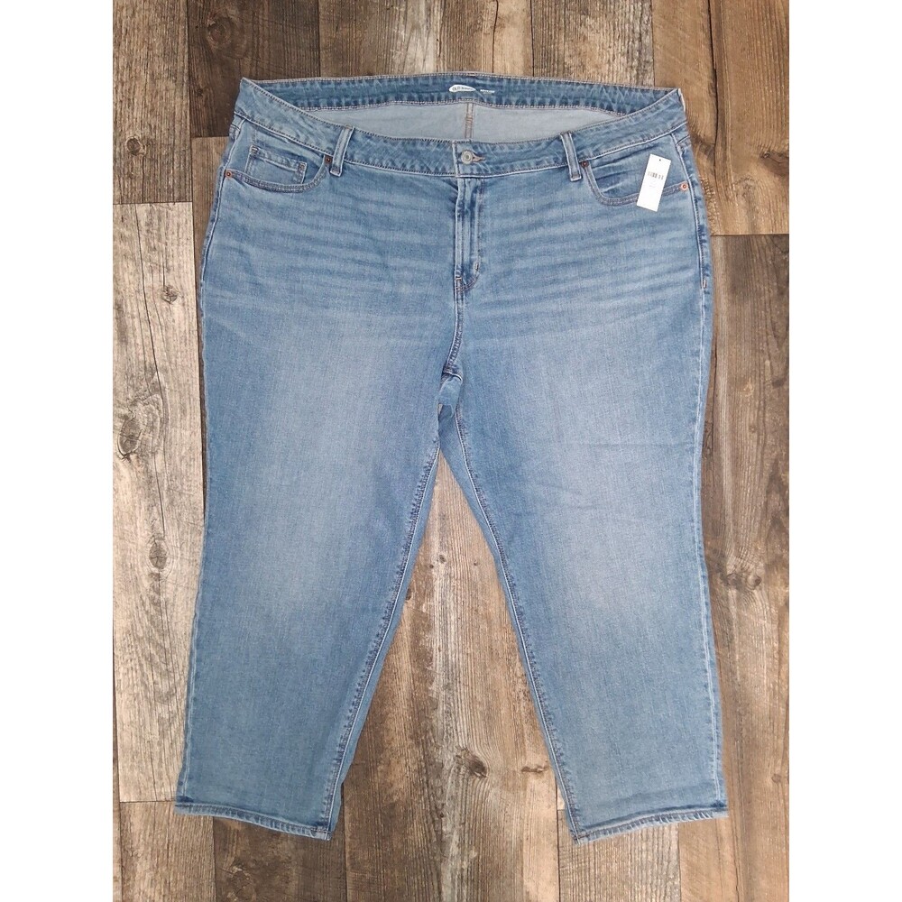 NEW! Old Navy "Jerry" Mid-Rise Boyfriend Jeans Light Wash Denim 22 Plus Short
